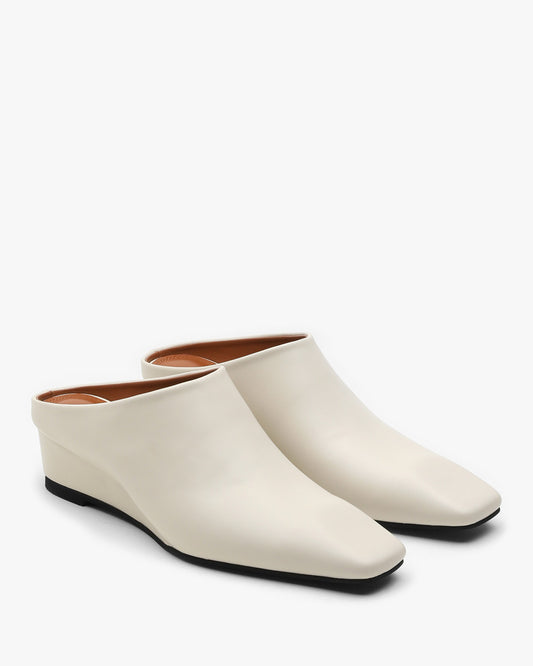 NOBEL Square Wedge Mules_Ivory