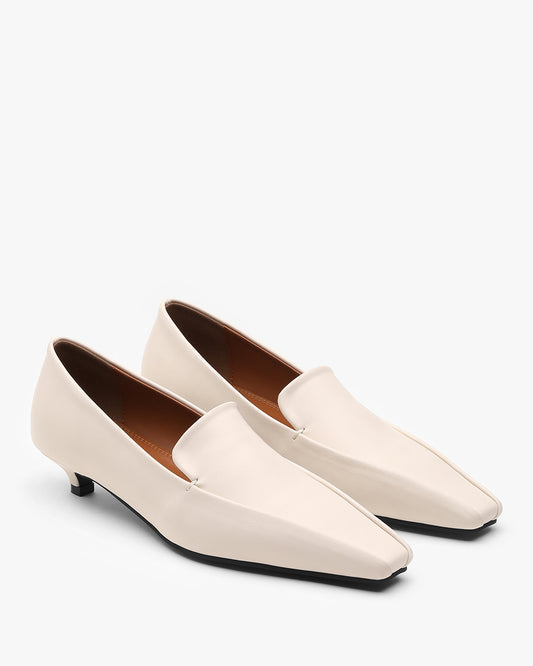 NOUD Square Kitten Pumps_Ivory