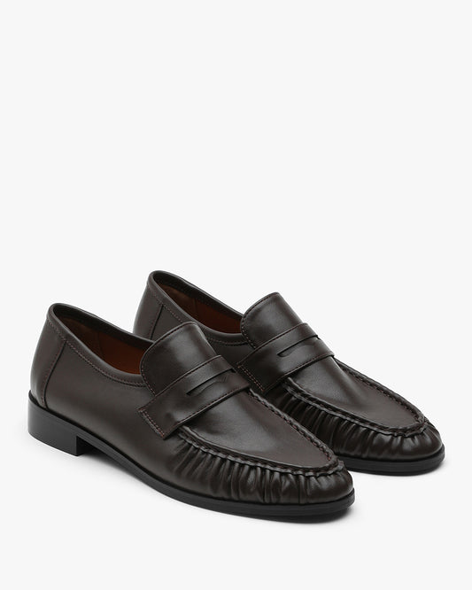 ROHA Pleats Penny Loafers_Brown