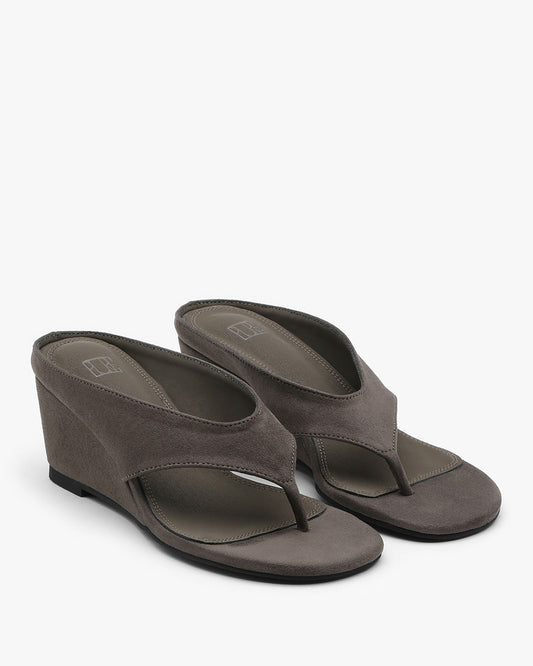 POVE Suede Wedge Mules_Gray