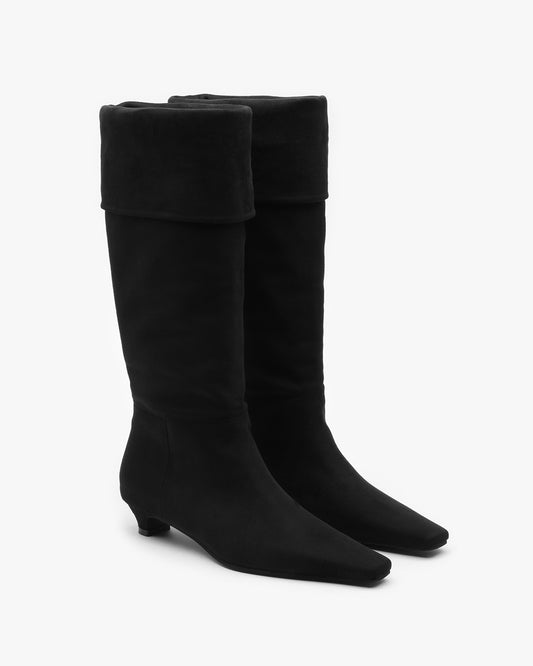 KIKO Suede Folding Middle Boots_Black