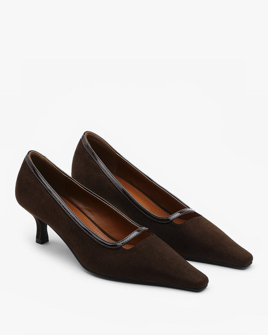 RIET Suede Hole Pumps_Brown
