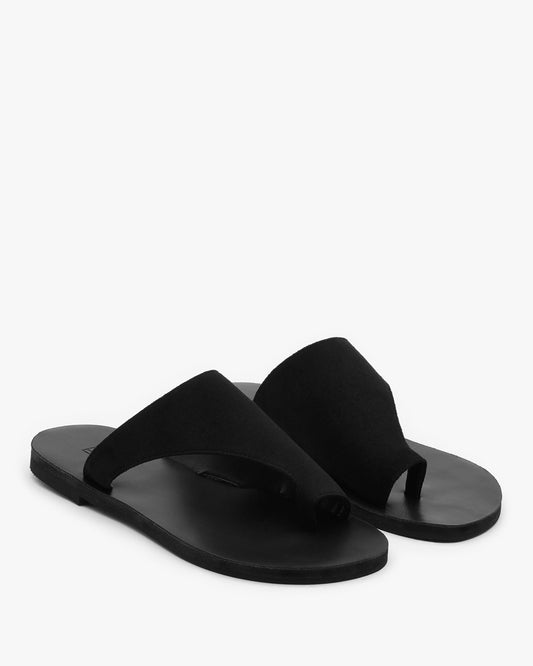 COVI Suede Flat Slides_Black