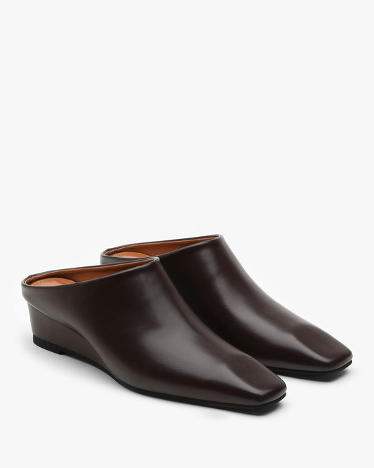 NOBEL Square Wedge Mules_Brown