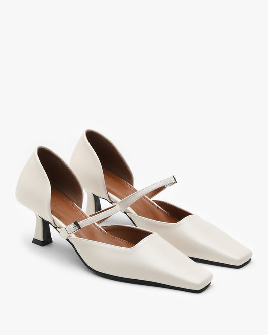 LUIE Buckle Strap Pumps_Ivory