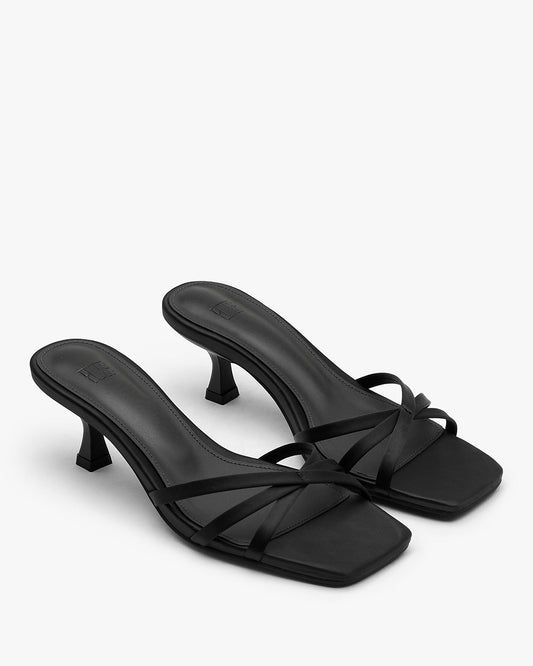 KHIO Satin Strap Mules_Black