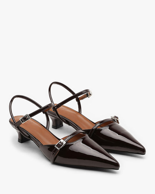 KIIV Enamel Buckle Strap Pumps_Burgundy