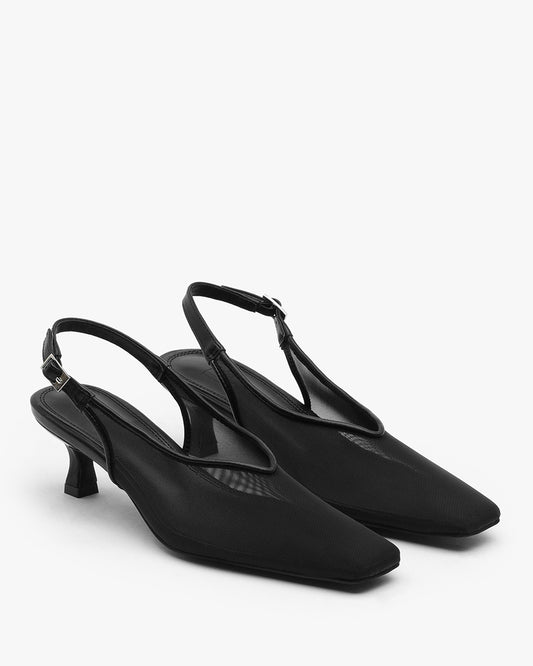 RIUM Square Mesh Slingbacks_Black