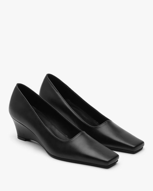 BOTAE Square Wedge Pumps_Black