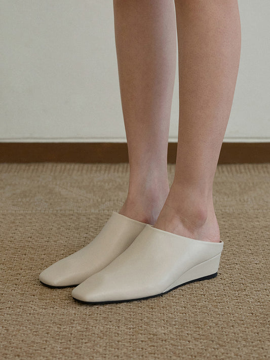 NOBEL Square Wedge Mules_Ivory