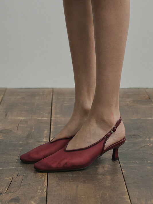 RIUM Square Mesh Slingbacks_Wine