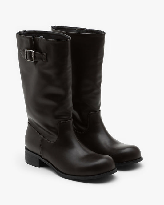 NUEN Buckle Middle Boots_Brown