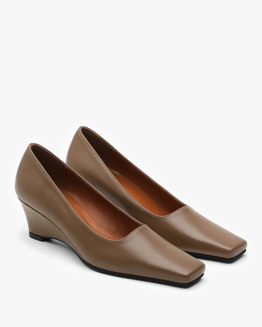 BOTAE Square Wedge Pumps_Beige