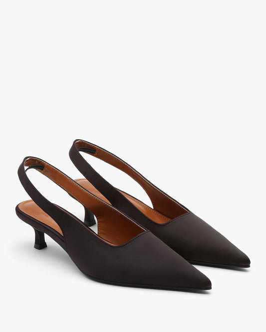 LIEN Satin Slingbacks_Brown