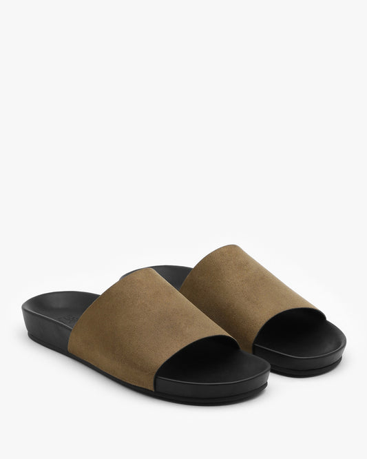 MUTE Suede Flat Slides_Beige