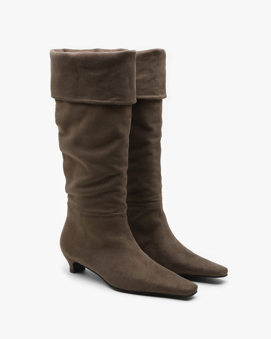 KIKO Suede Folding Middle Boots_Brown
