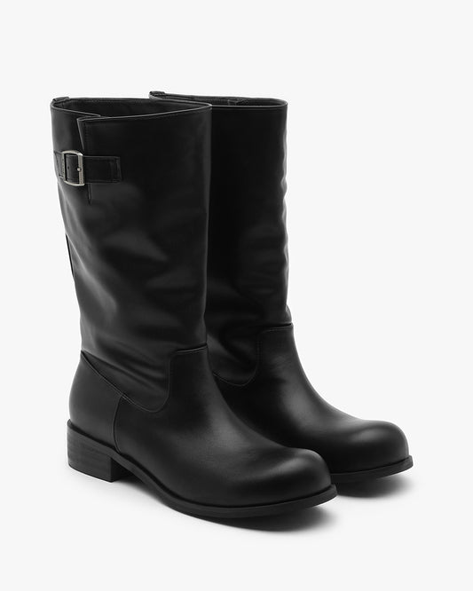 NUEN Buckle Middle Boots_Black
