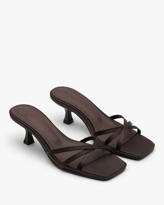 KHIO Satin Strap Mules_Brown