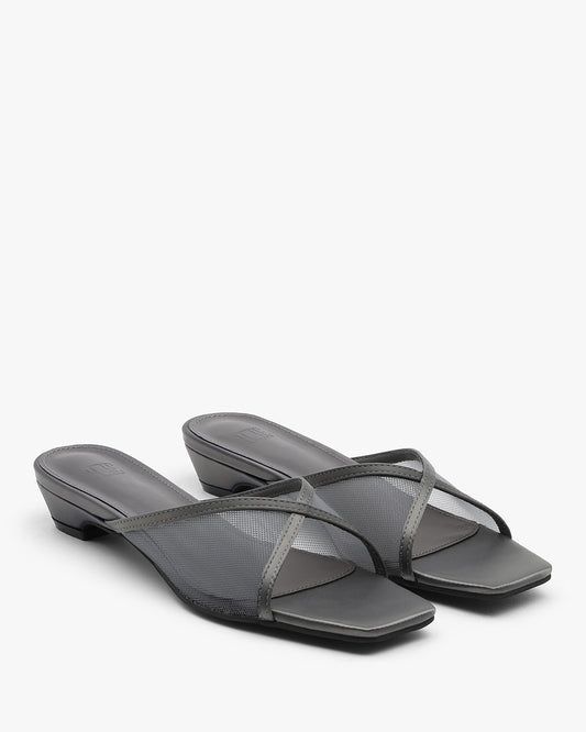 LEAH Mesh Wedge Mules_Gray