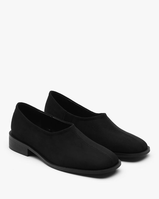 VENT Square Suede Loafers_Black