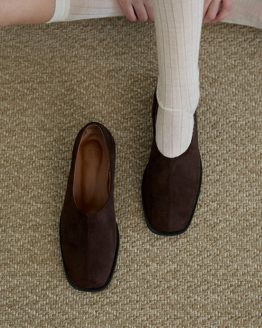 VENT Square Suede Loafers_Brown