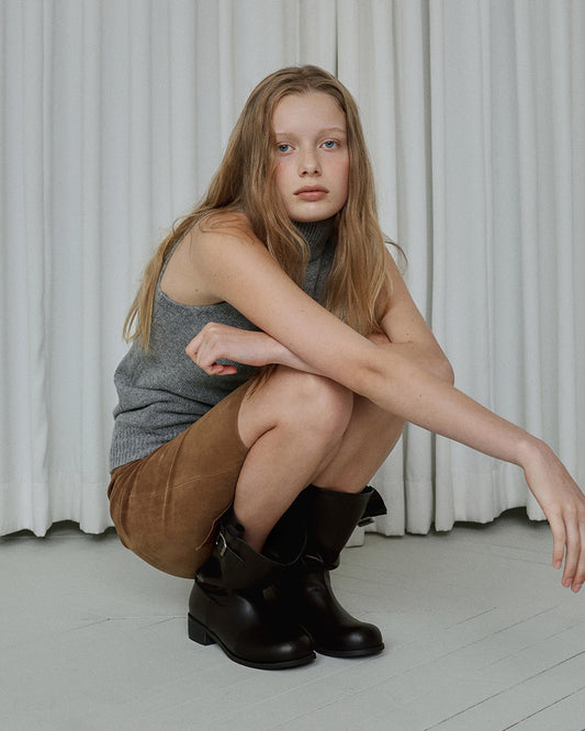 NUEN Buckle Middle Boots_Brown