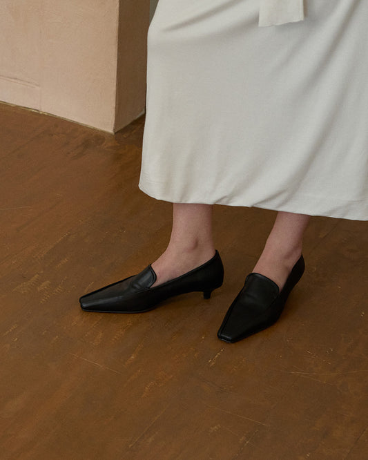 NOUD Square Kitten Pumps_Black