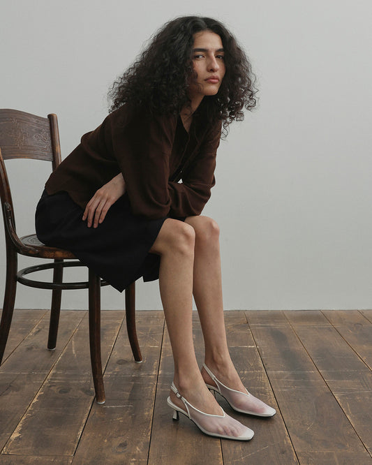 RIUM Square Mesh Slingbacks_Ivory