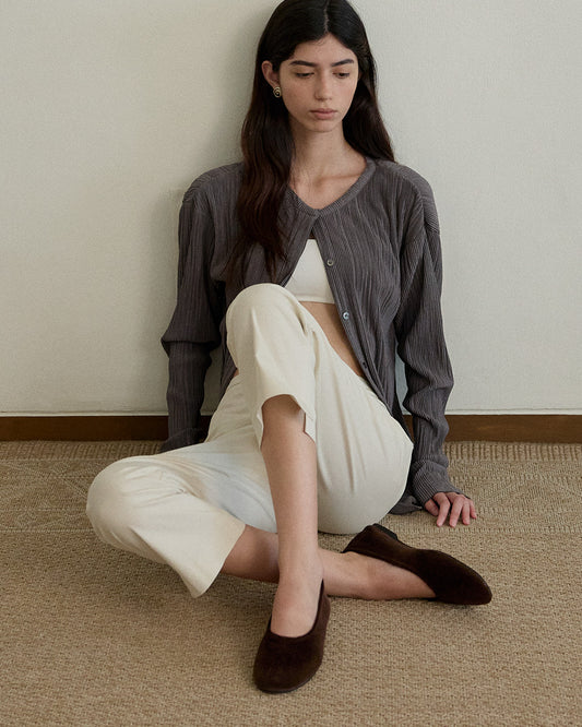 LEVA Fur Round Flats_Brown