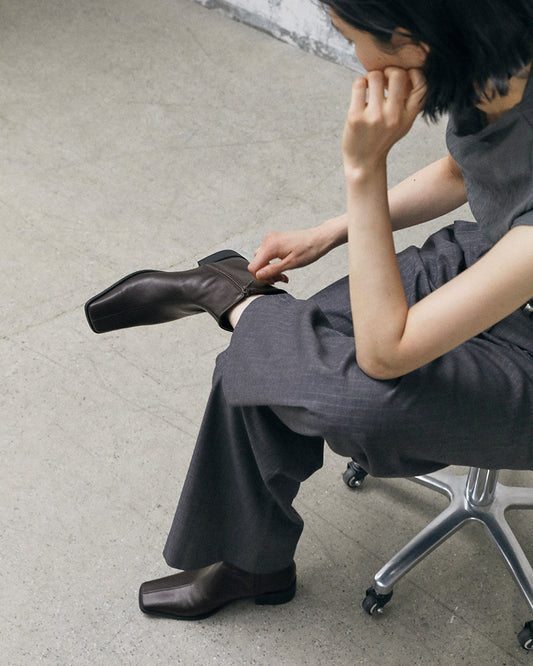 HAUN Square Ankle Boots_Brown