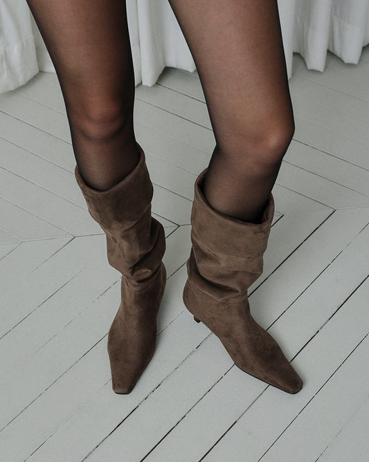 KIKO Suede Folding Middle Boots_Brown