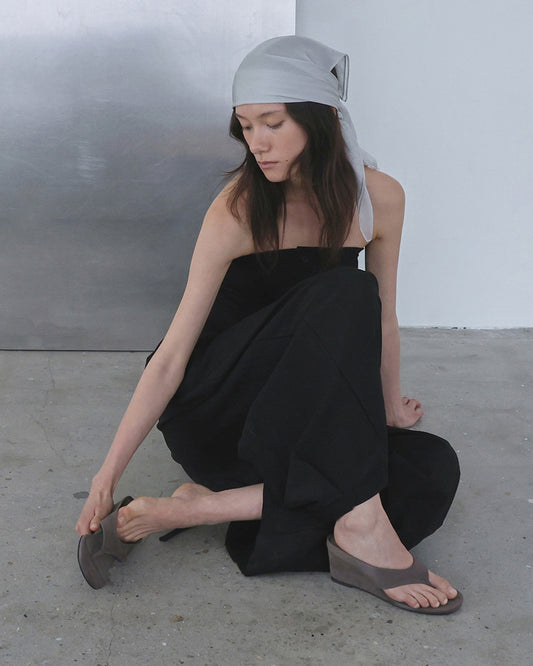 POVE Suede Wedge Mules_Gray