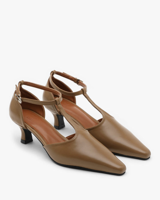 NOII T Strap Pumps_Camel